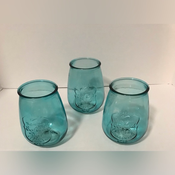3 Vtg Teal Quality Refreshing Ice Cold Glassware Est. 1841 - Picture 2 of 3